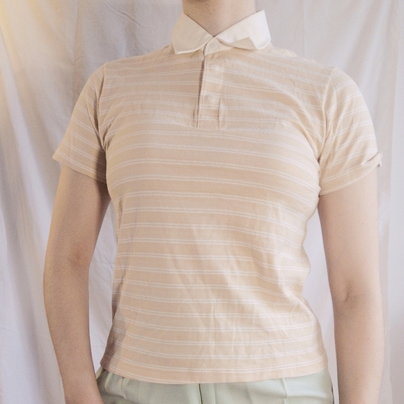 Vintage peach striped polo shirt - Picture 2 of 4